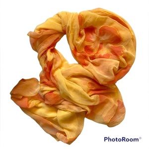 Sheer Floral Scarf in Yellow and Orange